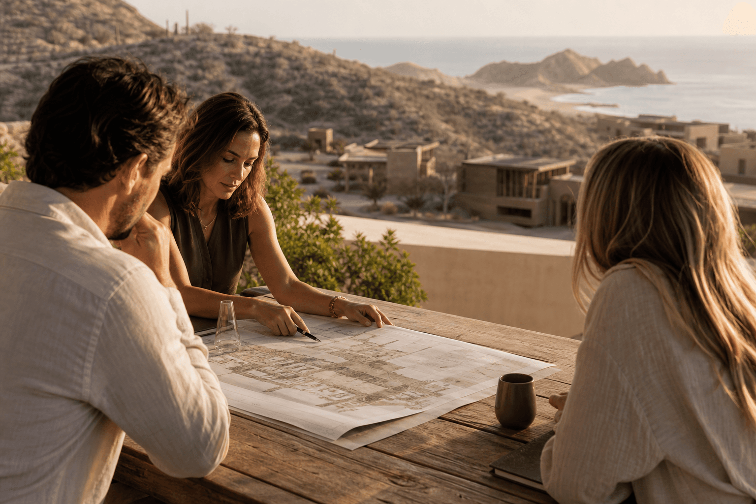 Project team reviewing a hospitality operating plan