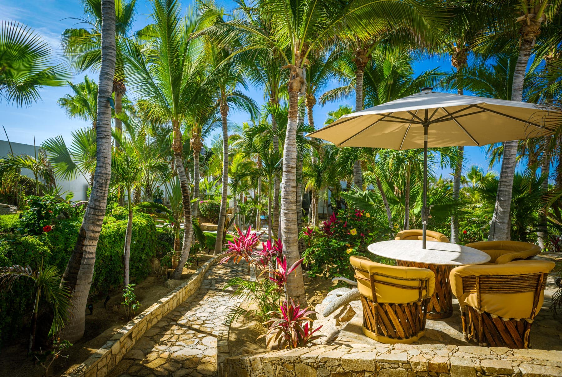 Landscaped outdoor living area maintained for an absentee homeowner in Baja California Sur